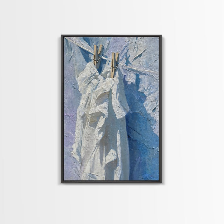 Linen Texture Abstract Framed Canvas Print, Laundry Room Art, Digital Art Print, Living Room Decor, Abstract Art, Clean, LRA-2x3-44