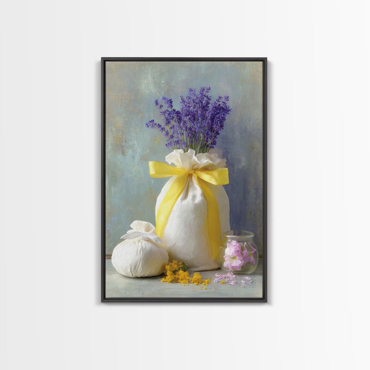 Lavender Sachet and Ribbon Still Life Canvas Print, Laundry Room Art, Digital Wall Art, Living Room Decor, Fine Art, Clean, LRA-2x3-49