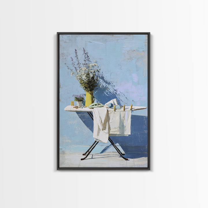 Ironing Board Still Life Framed Canvas Print, Laundry Room Art, Neutral Decor, Living Room Decor, Fine Art, Clean, Home Decor, LRA-2x3-56