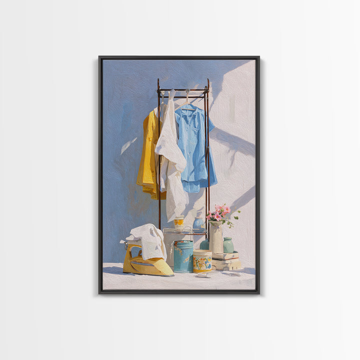 Retro Iron Illustration Canvas Print, Laundry Room Art, Printable Art, Living Room Decor, Fine Art, Clean, Whimsical Art, LRA-2x3-65
