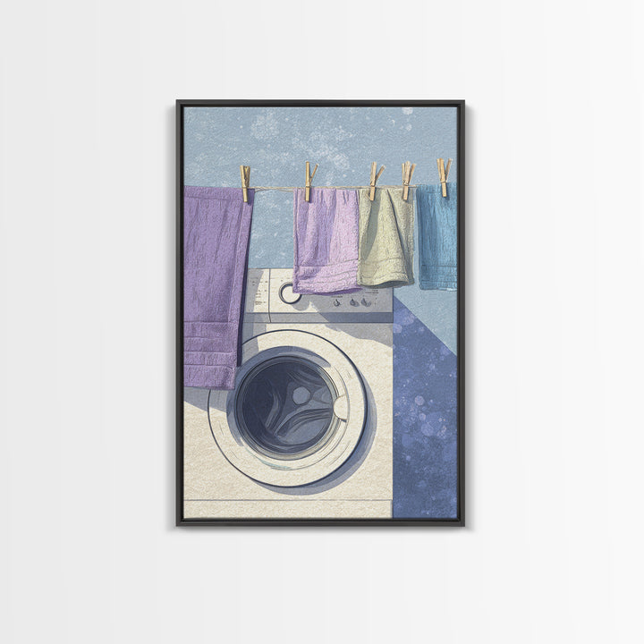 Washing Machine Icon Graphic Without Text Canvas Print, Laundry Room Art, Wall Decor, Living Room Decor, Oil Painting, Clean, LRA-2x3-66