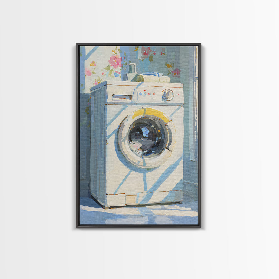 Washing Machine Icon Graphic Without Text Framed Canvas Print, Laundry Room Art, Artwork, Living Room Decor, Fine Art, Clean, LRA-2x3-90