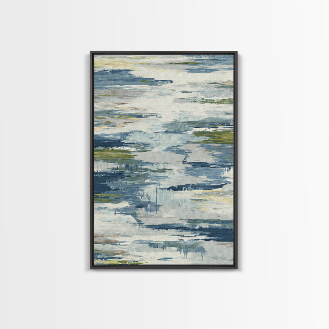 Clean Blue Water Ripple Abstraction Framed Canvas Print, Laundry Room Art, Digital Art, Living Room Decor, Abstract Art, Clean, LRA-2x3-98