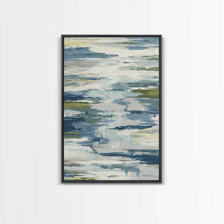 Clean Blue Water Ripple Abstraction Framed Canvas Print, Laundry Room Art, Digital Art, Living Room Decor, Abstract Art, Clean, LRA-2x3-98