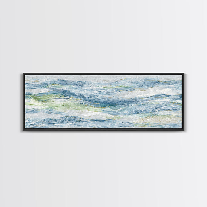 Clean Blue Water Ripple Abstraction Framed Canvas Print, Laundry Room Art, Wall Decor, Living Room Decor, Abstract Art, Clean, LRA-3x1-10