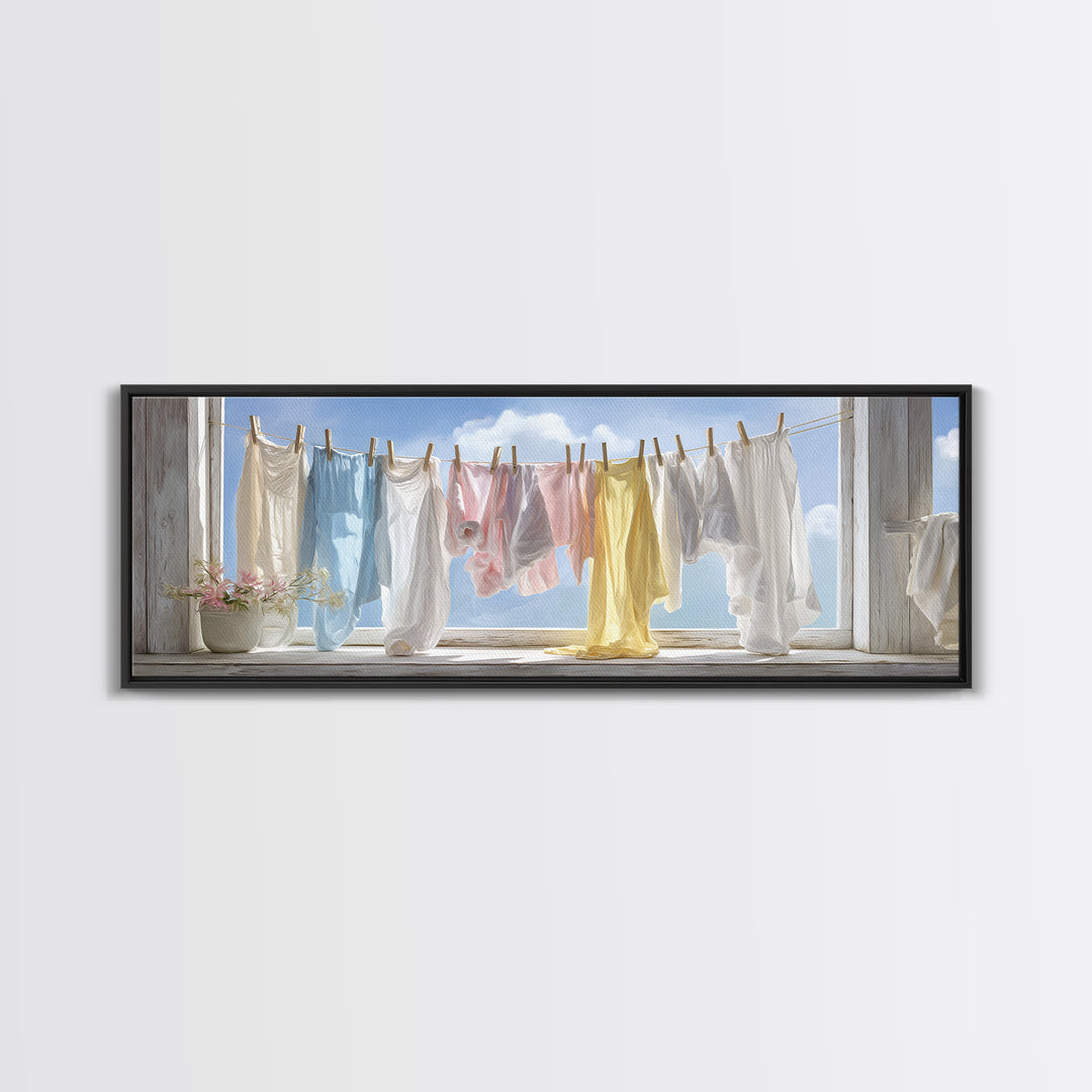 Farmhouse Laundry Sign Ornament Without Words Canvas Print, Laundry Room Art, Rustic Home Decor, Living Room Decor, Clean, LRA-3x1-11