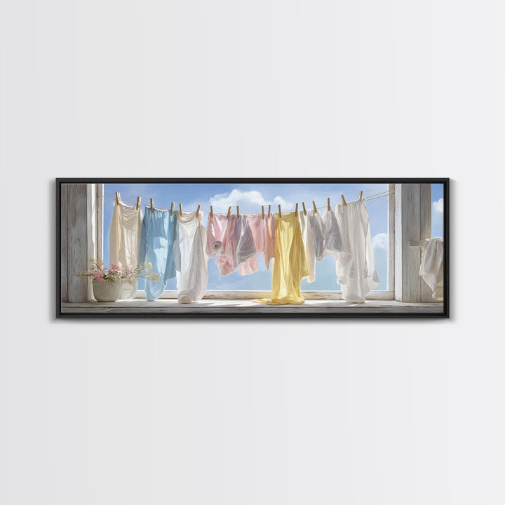Farmhouse Laundry Sign Ornament Without Words Canvas Print, Laundry Room Art, Rustic Home Decor, Living Room Decor, Clean, LRA-3x1-11