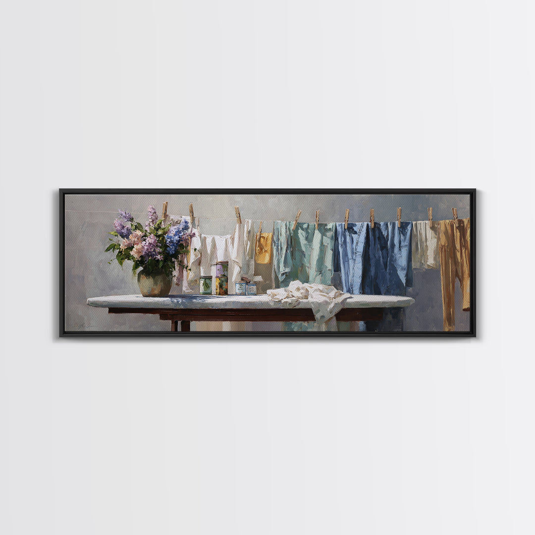 Ironing Board Still Life Canvas Print, Laundry Room Art, Minimalist Wall Art, Living Room Decor, Fine Art, Clean, Neutral Decor, LRA-3x1-16