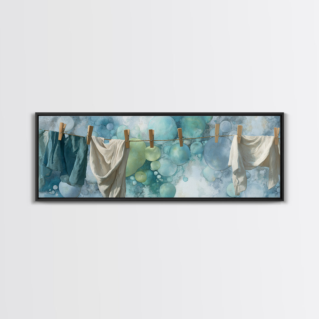 Abstract Suds and Bubbles Canvas Print, Laundry Room Art, Digital Print, Living Room Decor, Fine Art, Clean, Custom Wall Art, LRA-3x1-38