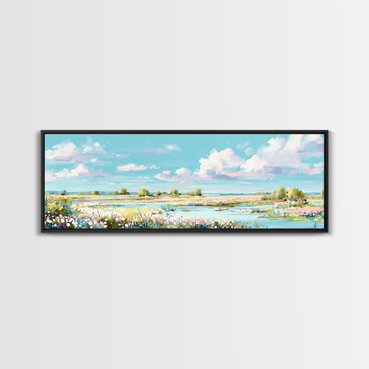Fresh Air Meadow Landscape for Clean Mood Canvas Print, Laundry Room Art, Fine Art Print, Living Room Decor, Oil Painting, LRA-3x1-39