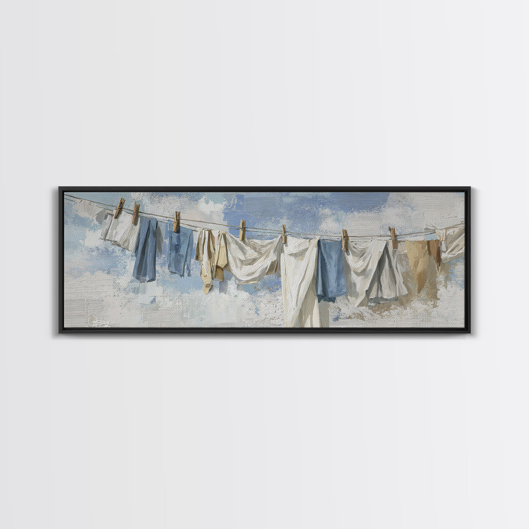 Linen Texture Abstract Canvas Print, Laundry Room Art, Whimsical Art, Living Room Decor, Abstract Art, Clean, Statement Artwork, LRA-3x1-4