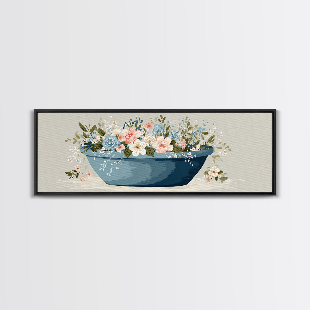 Blue Laundry Basket Canvas Print, Laundry Room Art, Laundry Room Decor, Living Room Decor, Fine Art, Clean, Gallery Decor, LRA-3x1-45