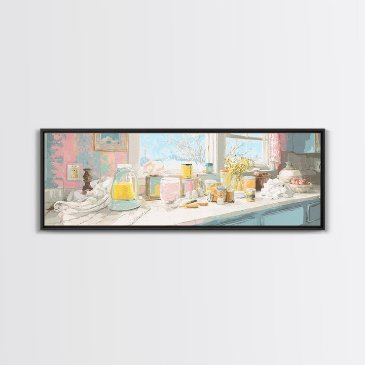 Retro Iron Illustration Canvas Print, Laundry Room Art, Minimalist Wall Art, Living Room Decor, Abstract Art, Clean, LRA-3x1-49