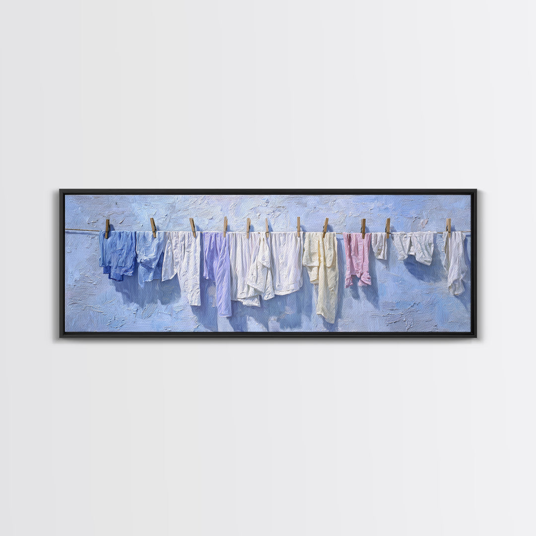 Linen Texture Abstract Framed Canvas Print, Laundry Room Art, Room Decor, Living Room Decor, Fine Art, Clean, Digital Print, LRA-3x1-52