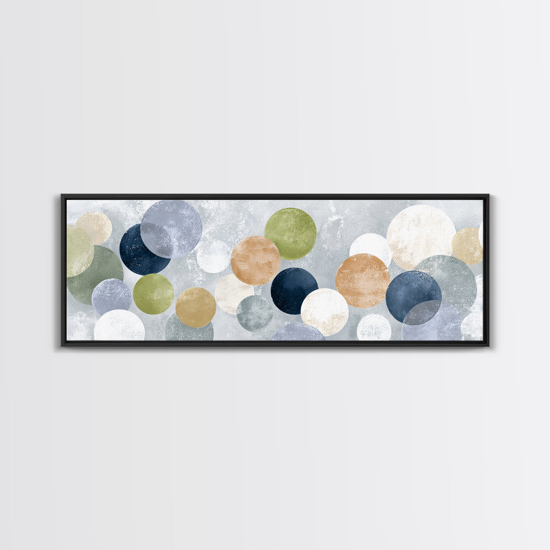 Soap Bubbles Rendered as Playful Abstract Circles Canvas Print, Laundry Room Art, Living Room Decor, Abstract Art, Clean, LRA-3x1-70