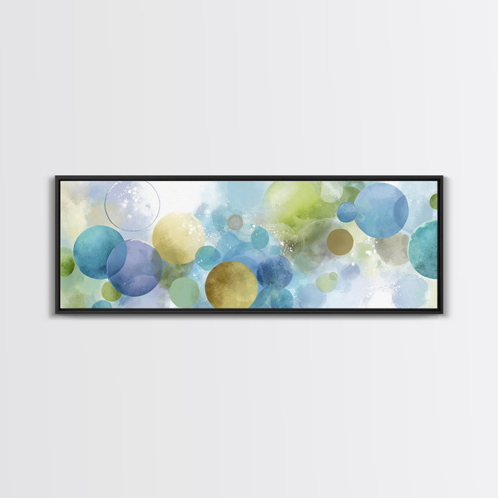 Soap Bubbles Rendered as Playful Abstract Circles Canvas Print, Laundry Room Art, Farmhouse Wall Decor, Living Room Decor, LRA-3x1-94
