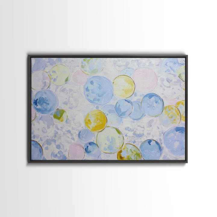 Soap Bubbles Rendered as Playful Abstract Circles Canvas Print, Laundry Room Art, Farmhouse Wall Decor, Living Room Decor, LRA-3x2-34