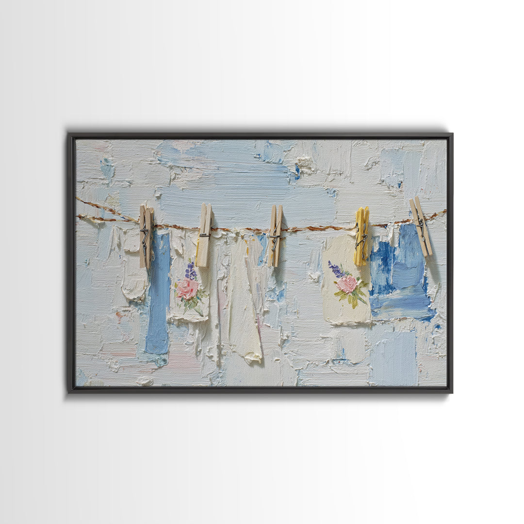 Linen Texture Abstract Framed Canvas Print, Laundry Room Art, Minimalist Wall Art, Living Room Decor, Abstract Art, Clean, LRA-3x2-40