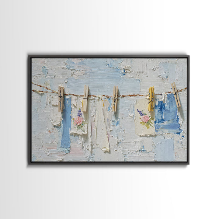 Linen Texture Abstract Framed Canvas Print, Laundry Room Art, Minimalist Wall Art, Living Room Decor, Abstract Art, Clean, LRA-3x2-40