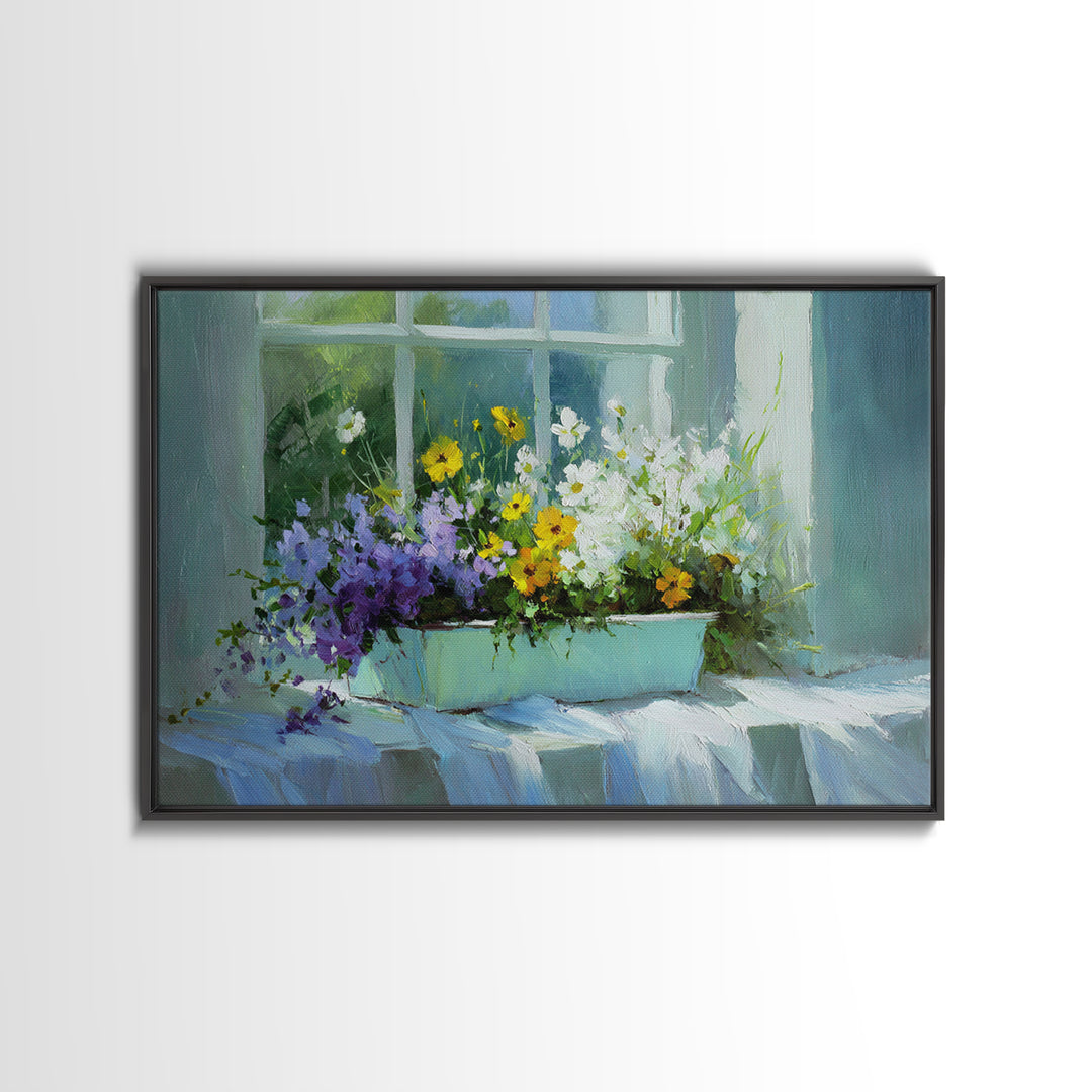 Old Enamel Basin Filled Framed Canvas Print, Laundry Room Art, Funny Poster, Living Room Decor, Clean, Minimalist Decor, LRA-3x2-60