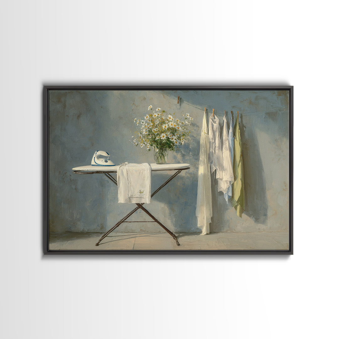Ironing Board Still Life Canvas Print, Laundry Room Art, Apartment Wall Art, Living Room Decor, Watercolor Art, Clean, LRA-3x2-76
