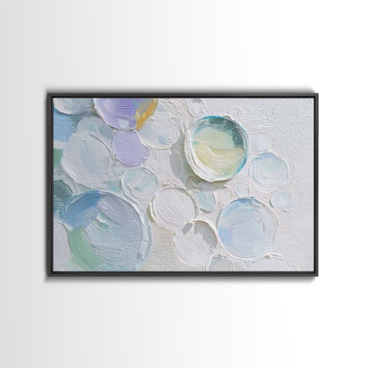 Soap Bubbles Rendered as Playful Abstract Circles Canvas Print, Laundry Room Art, Downloadable Art, Living Room Decor, Clean, LRA-3x2-82