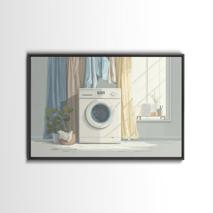 Washing Machine Icon Graphic Without Text Framed Canvas Print, Laundry Room Art, Laundry Room Decor, Living Room Decor, Clean, LRA-3x2-86