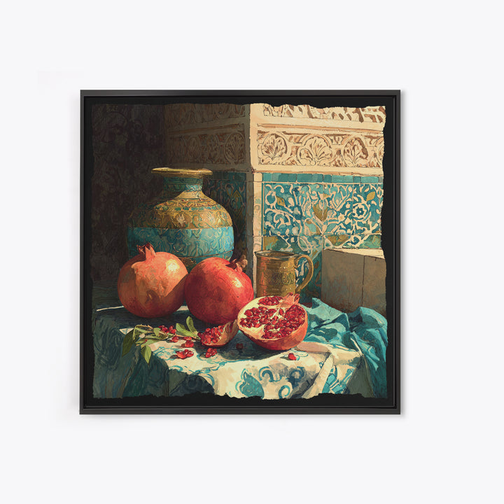Pomegranate Still Life Canvas Print, Mediterranean Art, Fine Art Print, Living Room Decor, Fine Art, Azure, Original Painting, MAR-1x1-91