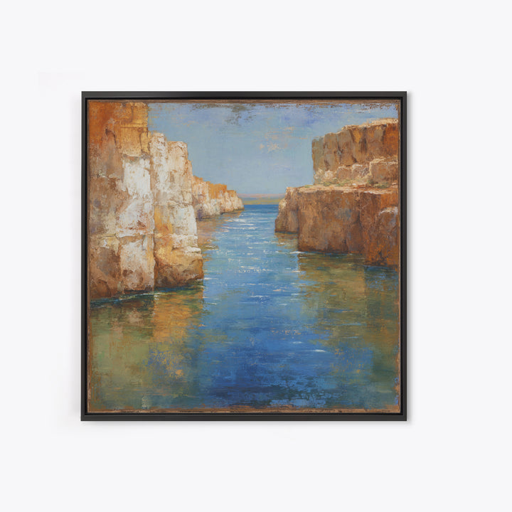 Coastal Cliffs with Sparkling Blue Water Canvas Print, Mediterranean Art, Coastal Wall Decor, Living Room Decor, Azure, MAR-1x1-92