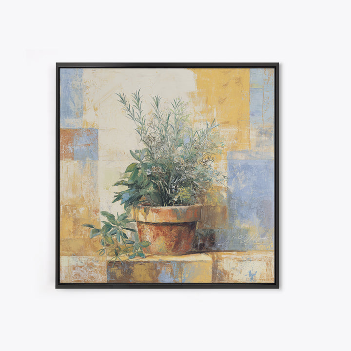 Wild Herbs Rosemary and Thyme Botanical Study Canvas Print, Mediterranean Art, Original Painting, Living Room Decor, Azure, MAR-1x1-96
