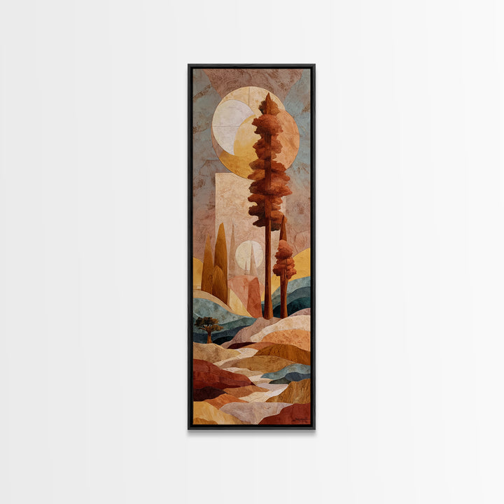 Warm Terra Cotta Abstract Landscape Canvas Print, Mediterranean Art, Watercolor Art, Living Room Decor, Fine Art, Azure, MAR-1x3-2