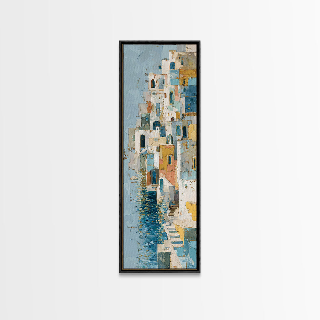 Coastal Cliffs with Sparkling Blue Water Canvas Print, Mediterranean Art, Neutral Decor, Living Room Decor, Fine Art, Azure, MAR-1x3-32