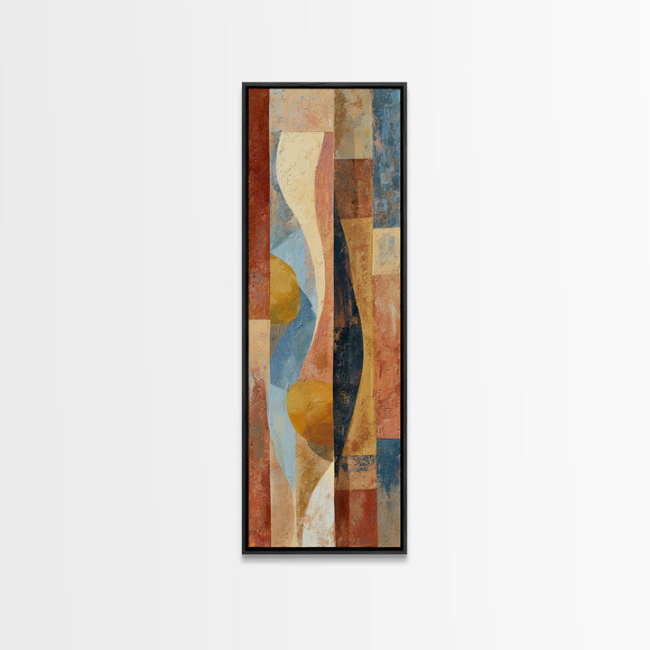 Olive Branch and Lemons on Terracotta Ground Canvas Print, Mediterranean Art, Beach Wall Art, Living Room Decor, Azure, MAR-1x3-38
