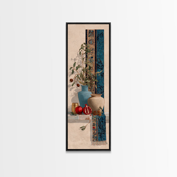 Pomegranate Still Life Canvas Print, Mediterranean Art, Modern Decor, Living Room Decor, Fine Art, Azure, Printable Wall Art, MAR-1x3-7