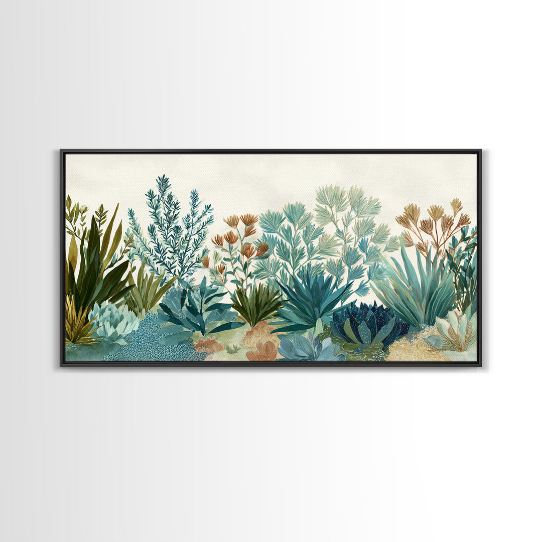 Wild Herbs Rosemary and Thyme Botanical Study Canvas Print, Mediterranean Art, Room Decor, Living Room Decor, Fine Art, Azure, MAR-2x1-44