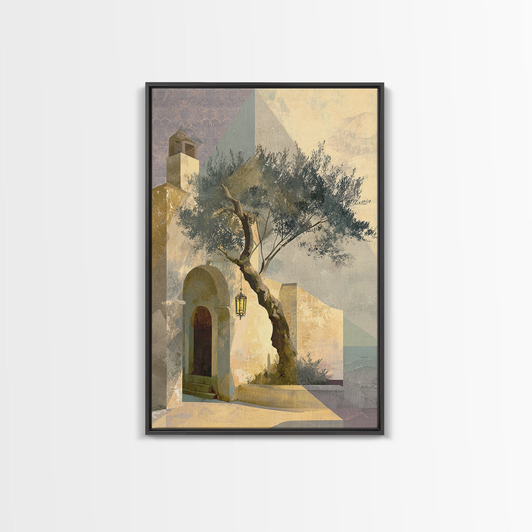 Olive Grove under Pale Morning Light Canvas Print, Mediterranean Art, Minimalist Decor, Living Room Decor, Fine Art, Azure, MAR-2x3-49