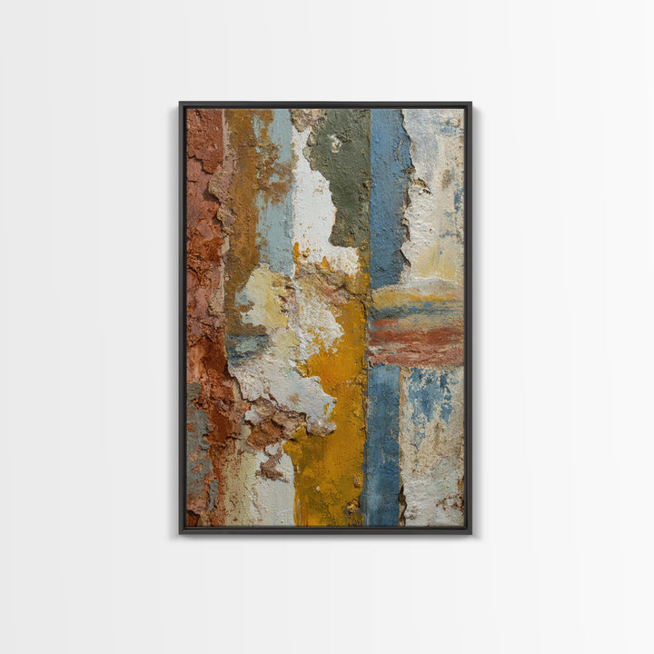 Warm Terra Cotta Abstract Landscape Framed Canvas Print, Mediterranean Art, Original Painting, Living Room Decor, Azure, MAR-2x3-94