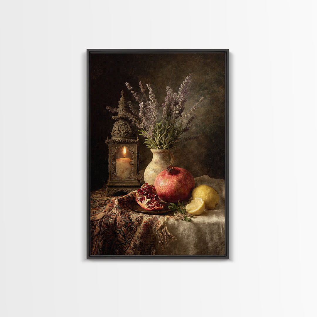 Pomegranate Still Life Canvas Print, Mediterranean Art, Printable Wall Art, Living Room Decor, Fine Art, Azure, Modern Wall Art, MAR-2x3-99