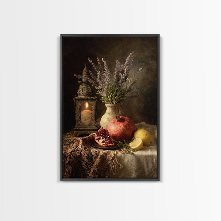 Pomegranate Still Life Canvas Print, Mediterranean Art, Printable Wall Art, Living Room Decor, Fine Art, Azure, Modern Wall Art, MAR-2x3-99