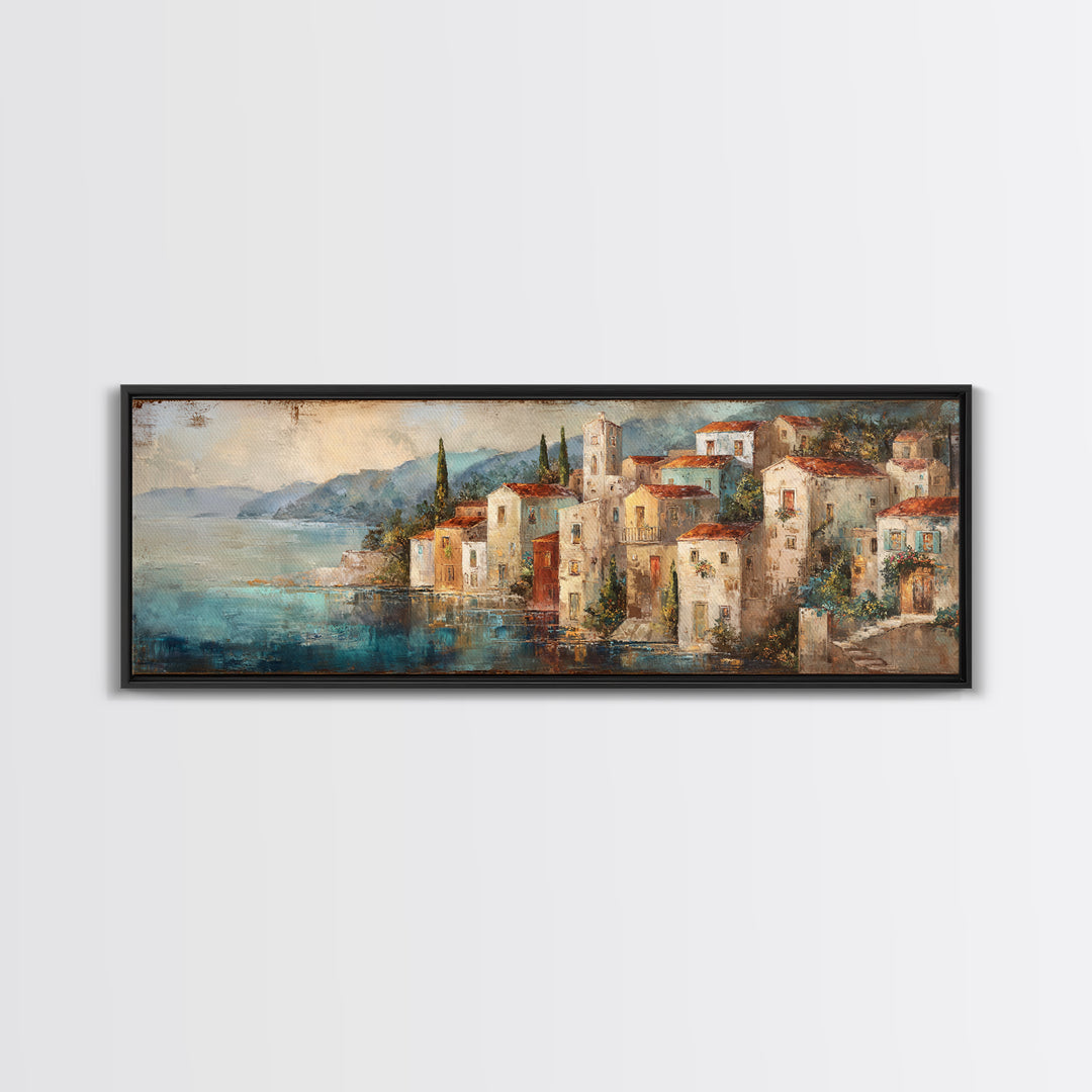 Coastal Cliffs with Sparkling Blue Water Canvas Print, Mediterranean Art, Living Room Art, Living Room Decor, Fine Art, Azure, MAR-3x1-36