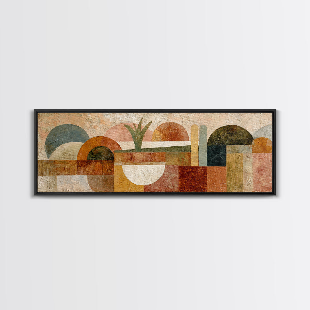Warm Terra Cotta Abstract Landscape Canvas Print, Mediterranean Art, Textured Painting, Living Room Decor, Oil Painting, Azure, MAR-3x1-78