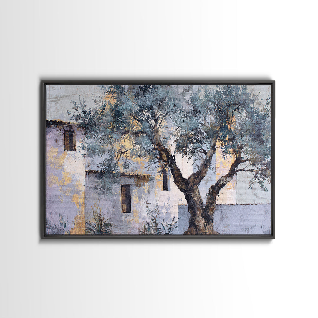 Olive Grove under Pale Morning Light Canvas Print, Mediterranean Art, Farmhouse Decor, Living Room Decor, Fine Art, Azure, MAR-3x2-21