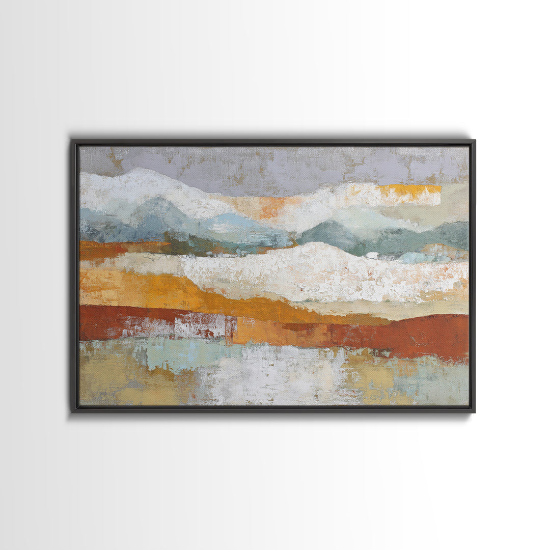 Warm Terra Cotta Abstract Landscape Framed Canvas Print, Mediterranean Art, Modern Wall Art, Living Room Decor, Watercolor Art, MAR-3x2-90