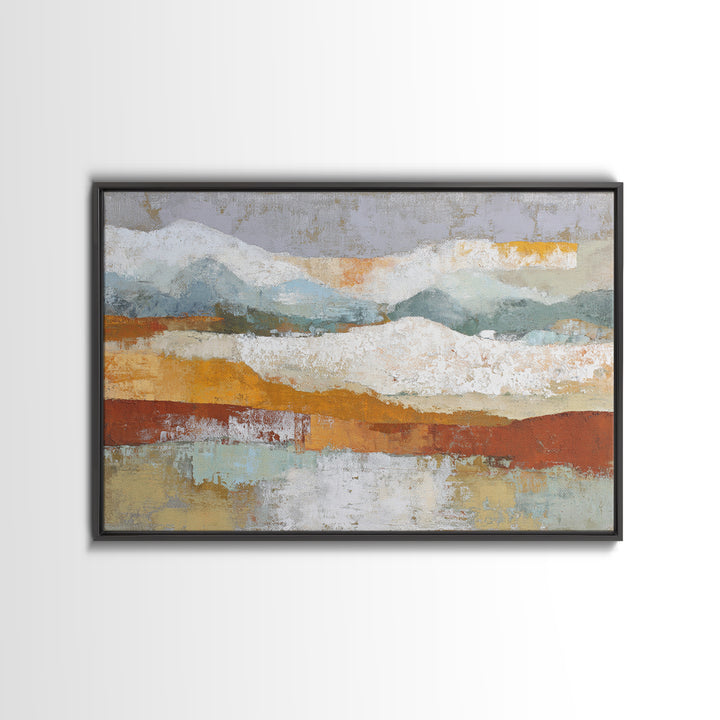 Warm Terra Cotta Abstract Landscape Framed Canvas Print, Mediterranean Art, Modern Wall Art, Living Room Decor, Watercolor Art, MAR-3x2-90