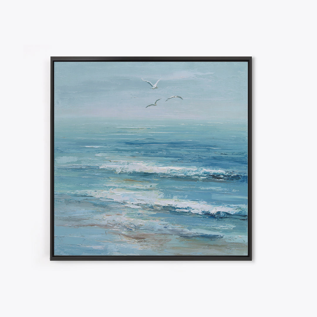 Hotel Coastal Landscape Framed Canvas Print, Master Bedroom, Neutral Decor, Bedroom Decor, Oil Painting, Sanctuary, Home Decor, MAS-1x1-21