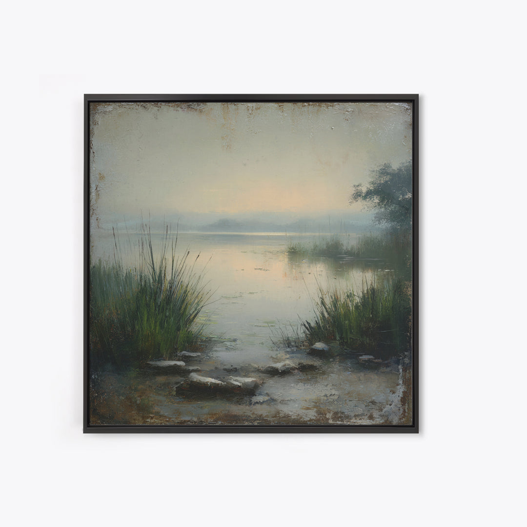 Serene Lake with Pale Morning Reflection Canvas Print, Master Bedroom, Bedroom Prints, Bedroom Decor, Fine Art, Sanctuary, MAS-1x1-31