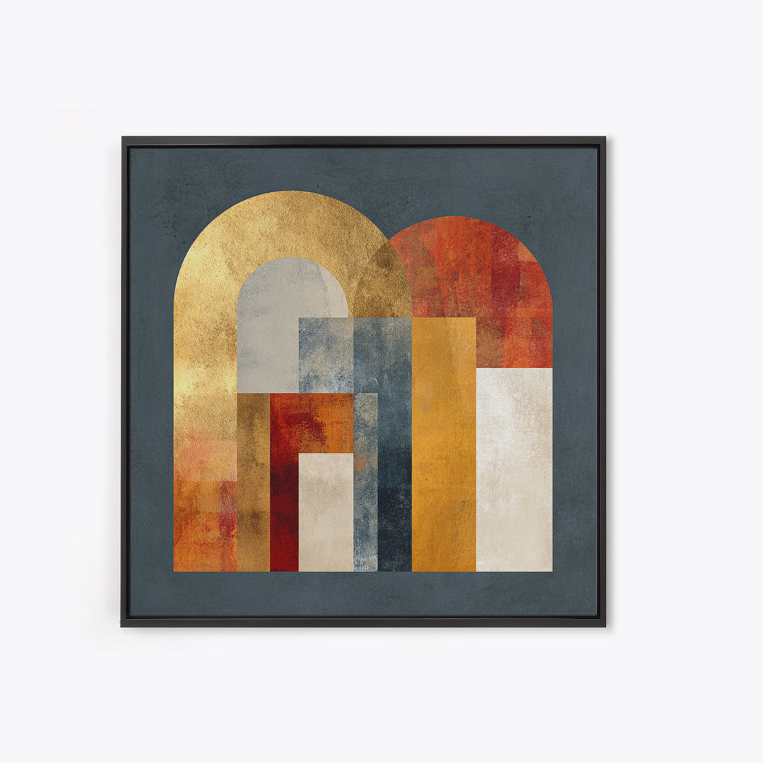 Gold Accented Abstract Arches Framed Canvas Print, Master Bedroom, Gallery Decor, Bedroom Decor, Fine Art, Sanctuary, MAS-1x1-32