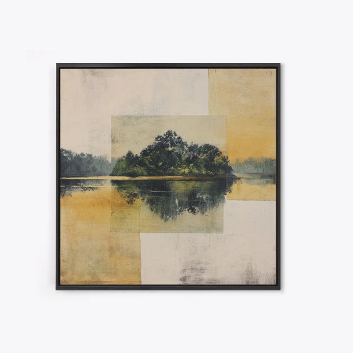Peaceful Waterfall in Misty Green Forest Framed Canvas Print, Master Bedroom, Wall Decor Bedroom, Bedroom Decor, Sanctuary, MAS-1x1-43