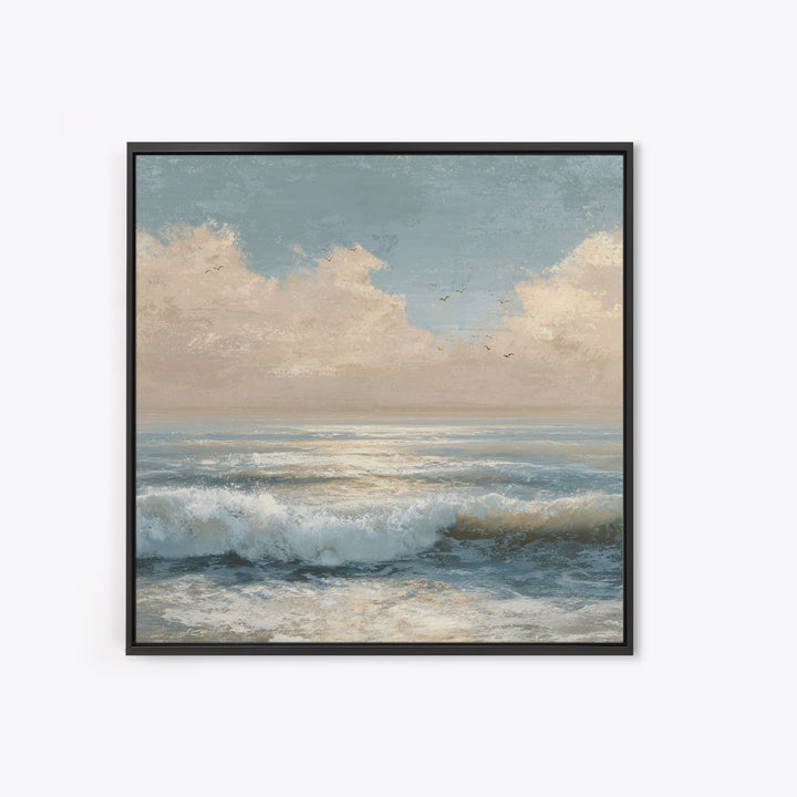 Elegant Moonlit Ocean Horizon Canvas Print, Master Bedroom, Room Decor, Bedroom Decor, Fine Art, Sanctuary, Wall Decal, MAS-1x1-49
