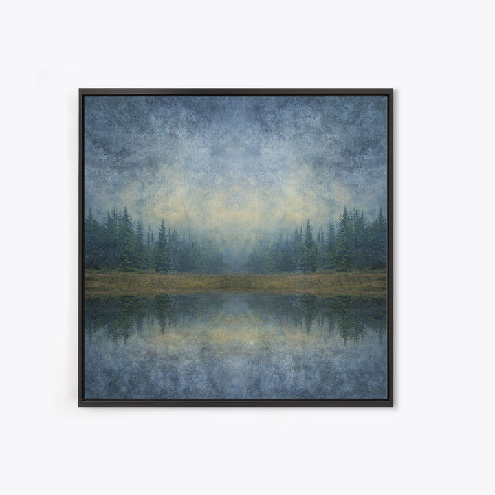 Calm Misty Forest Panorama Framed Canvas Print, Master Bedroom, Bedroom Prints, Bedroom Decor, Sanctuary, Gallery Decor, MAS-1x1-52